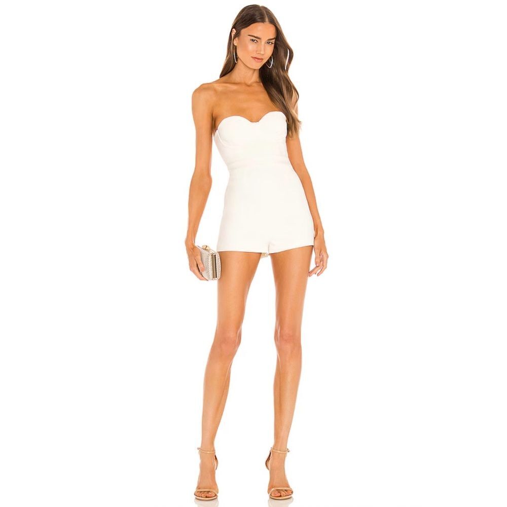 NWT Michael Costello x Revolve Karina Romper in White  Size Large